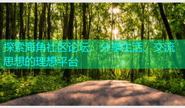探索海角社区论坛：分享生活、交流思想的理想平台