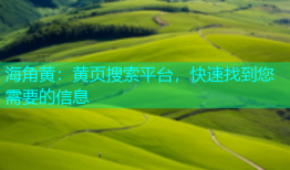 海角黄：黄页搜索平台，快速找到您需要的信息
