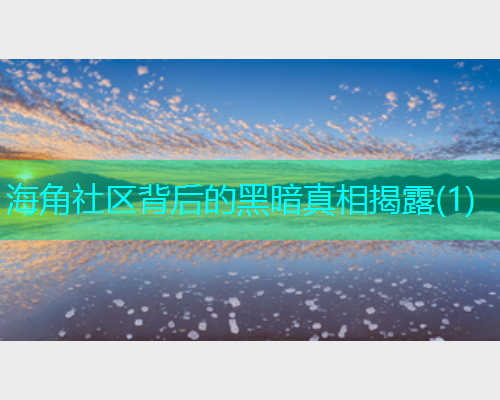 海角社区背后的黑暗真相揭露(1)