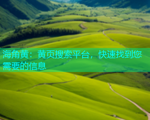 海角黄：黄页搜索平台，快速找到您需要的信息