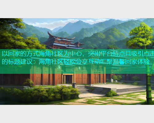 以回家的方式海角社区为中心，突出平台特点且吸引点击的标题建议：海角社区轻松分享互动汇聚温馨回家体验